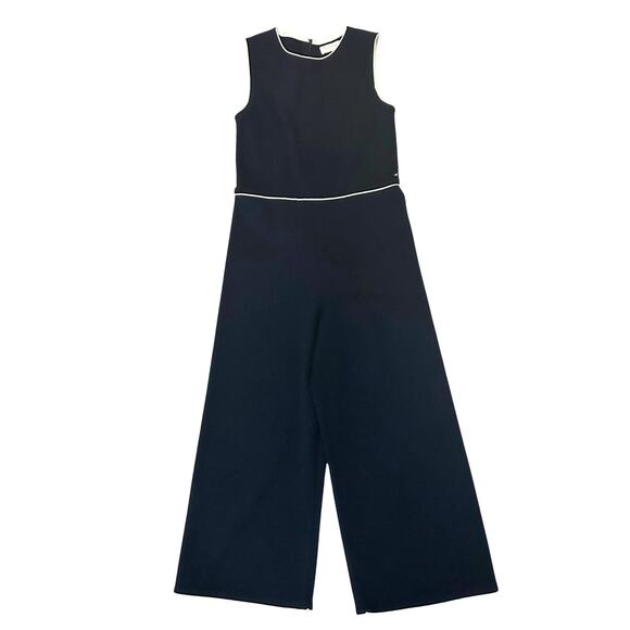 Falconeri Pants - Falconeri Black Wool Wide Leg Sleeveless Jumpsuit M